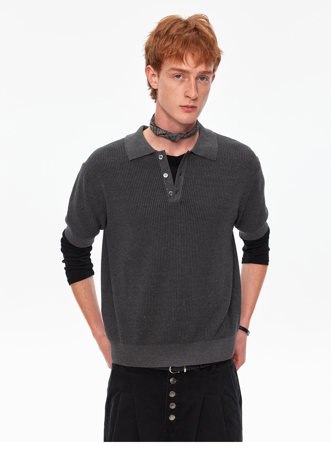 MADWITCH VINTAGE WAFFLE KNIT TEE #MY610