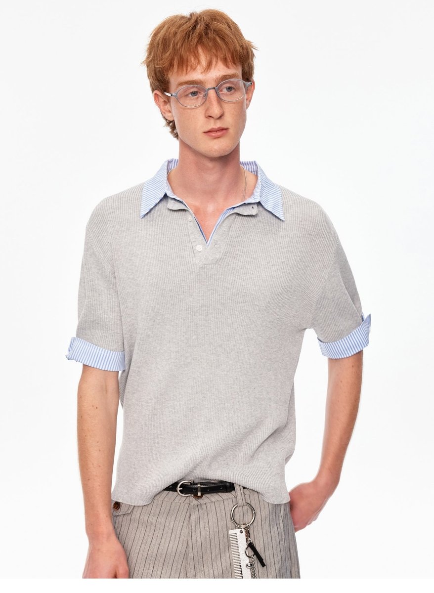 MADWITCH FAUX LAYER KNIT TEE MY615 - MadWitch Store