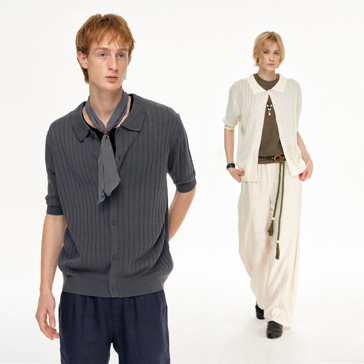MADWITCH RIBBED POLO RELAXED TEE AB1170 - MadWitch Store