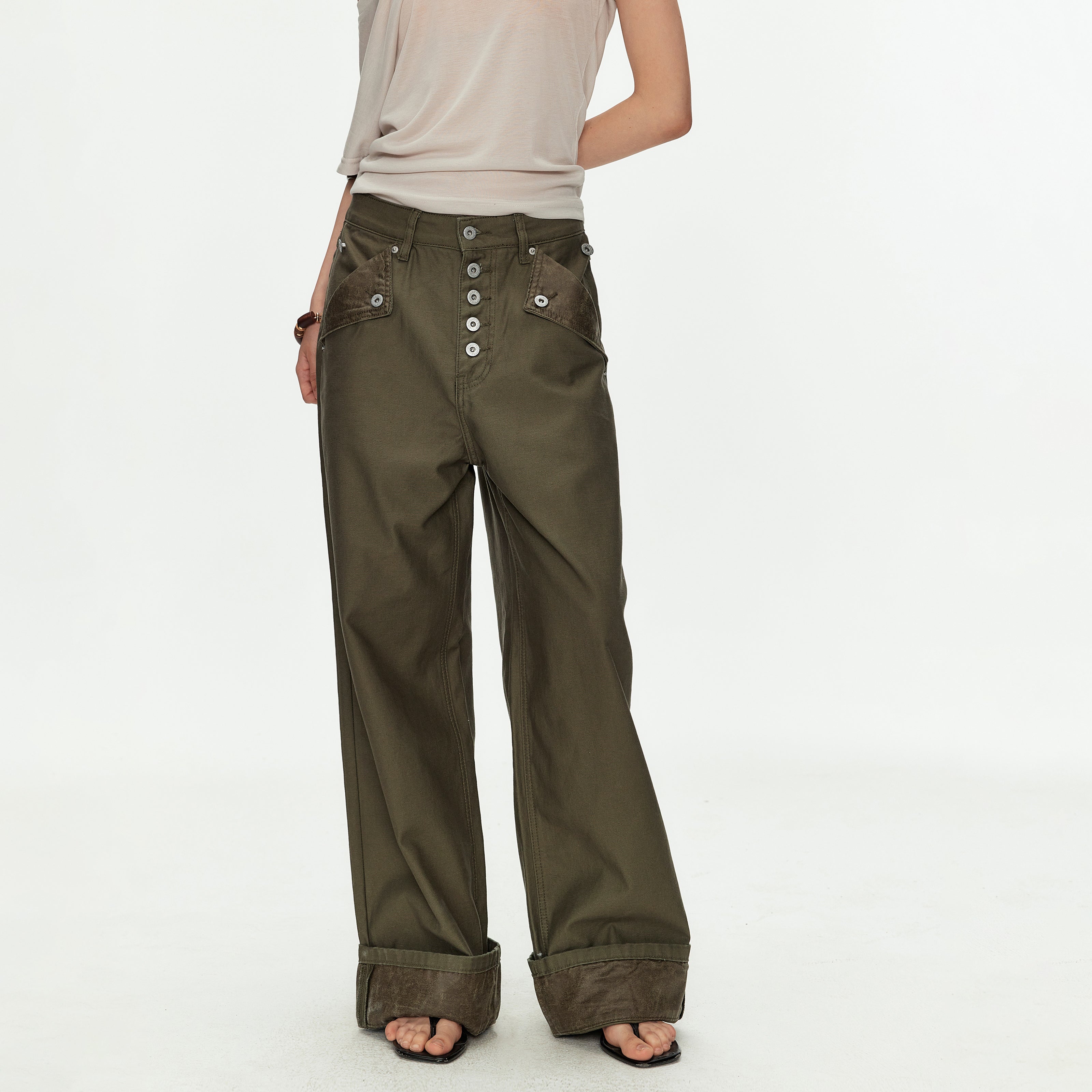 MADWITCH PARIS BUCKLE CARGO PANTS #CK3630