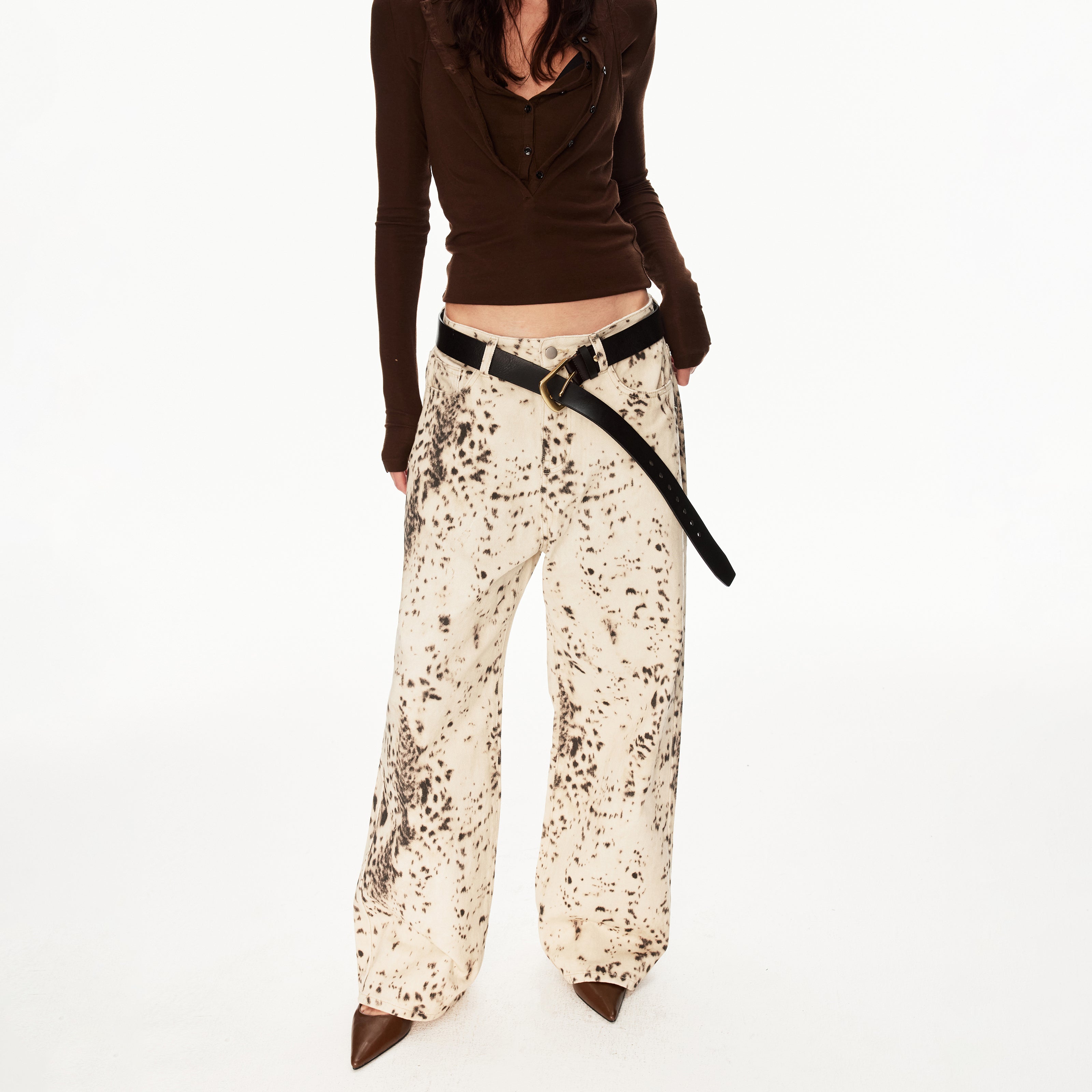 MADWIT LEOPARD PRINT JEANS #DR6998