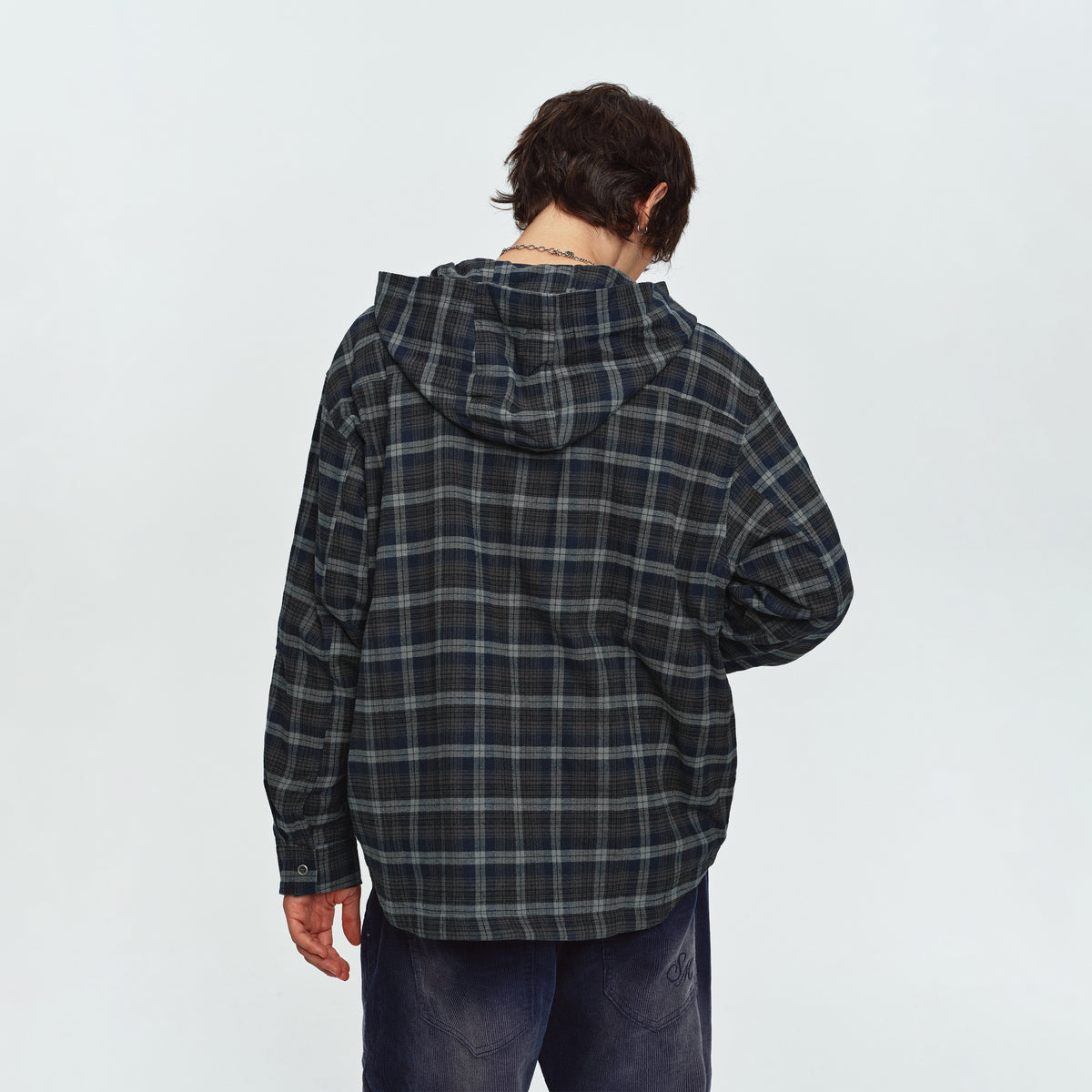 MADWITCH HOODED PLAID SHIRT JACKET #N2089