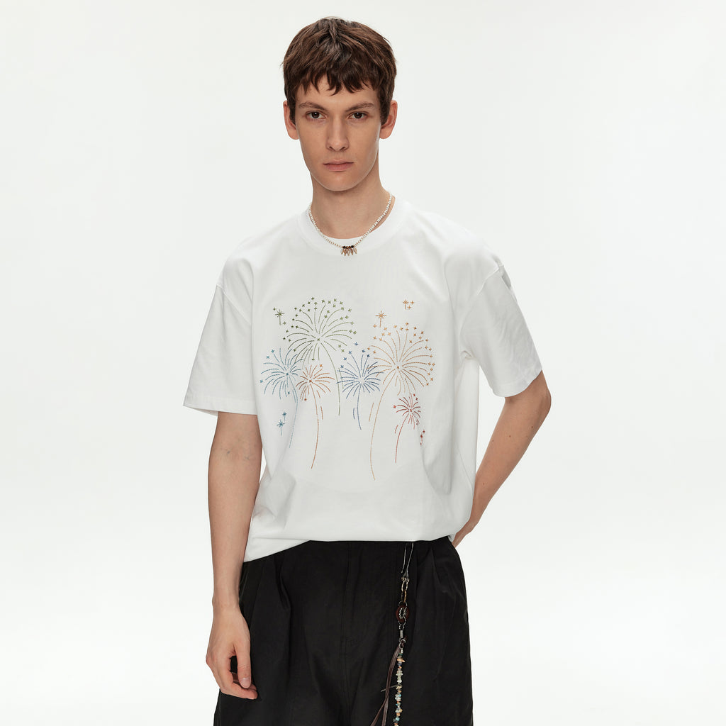 MADWITCH FIREWORK EMBROIDERED VINTAGE T SHIRT #991325