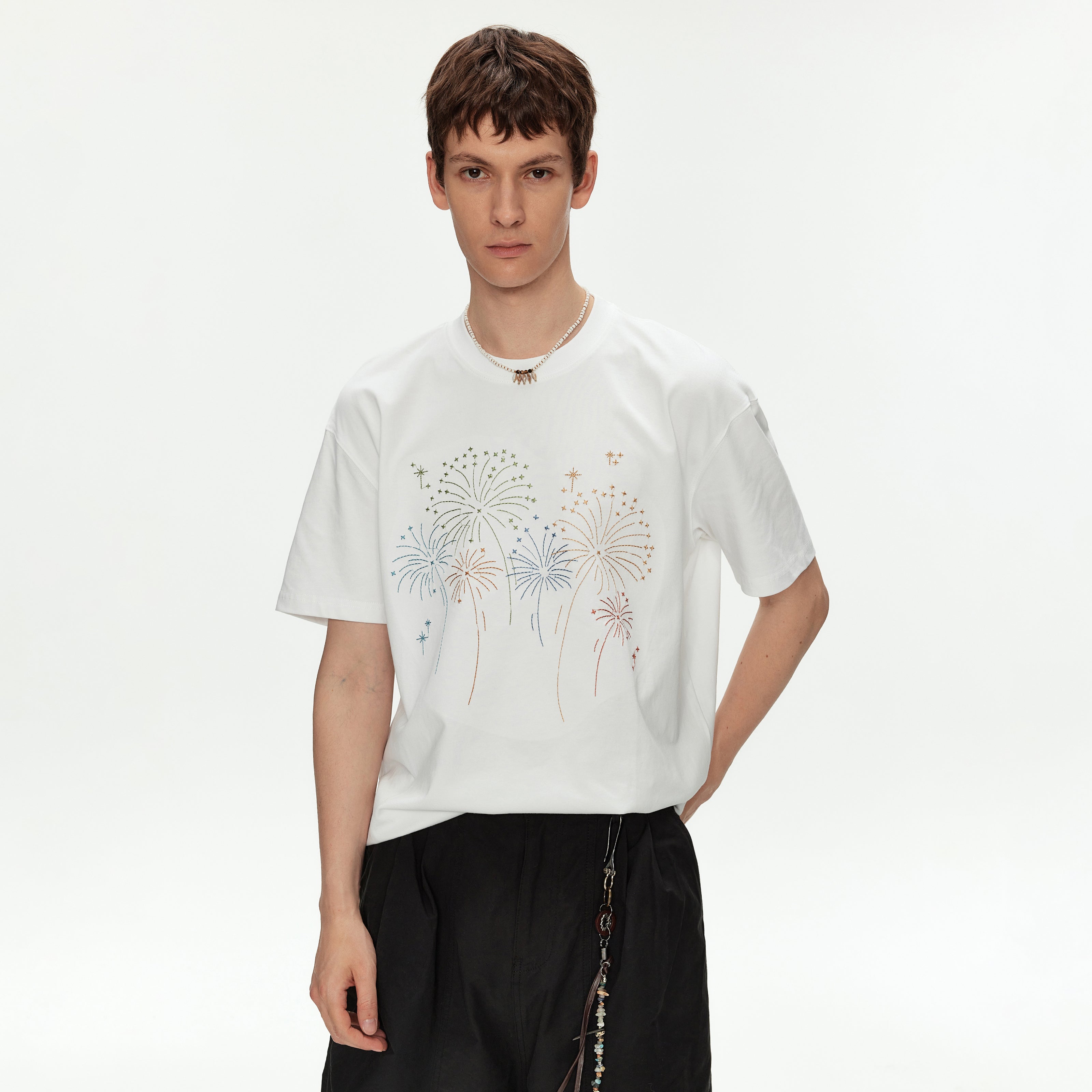 MADWITCH FIREWORK EMBROIDERED VINTAGE T SHIRT #991325