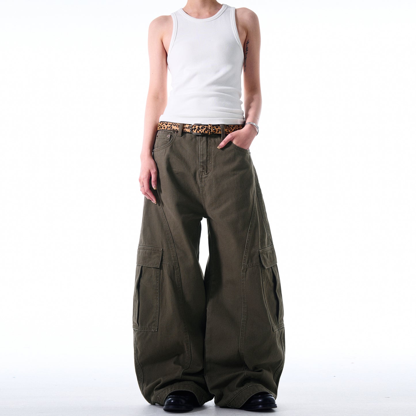 MADWITCH DECONSTRUCTED WIDE-LEG CARGO PANTS #DR6302