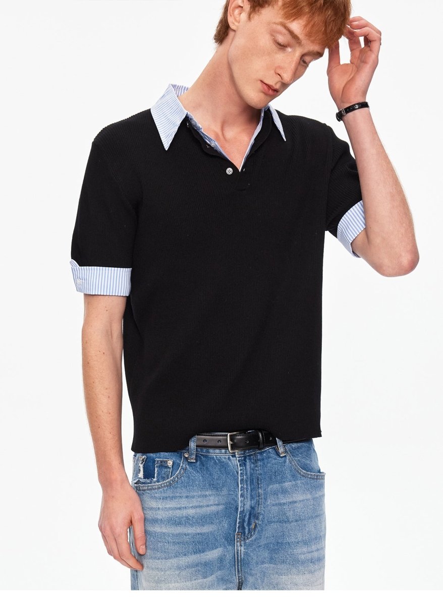 MADWITCH FAUX LAYER KNIT TEE MY615 - MadWitch Store