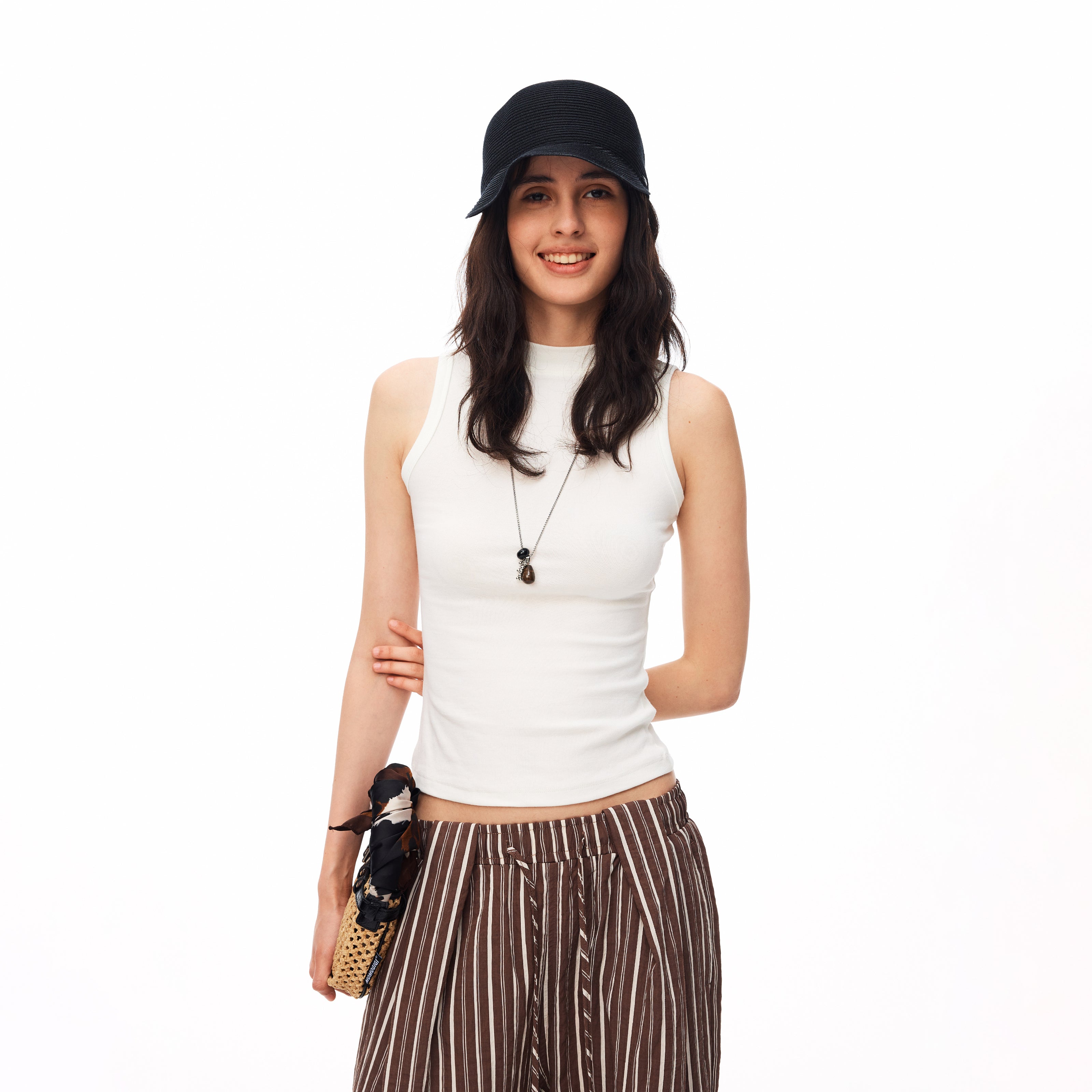 MADWITCH RIBBED MOCK NECK SLEEVELESS TANK #G2034