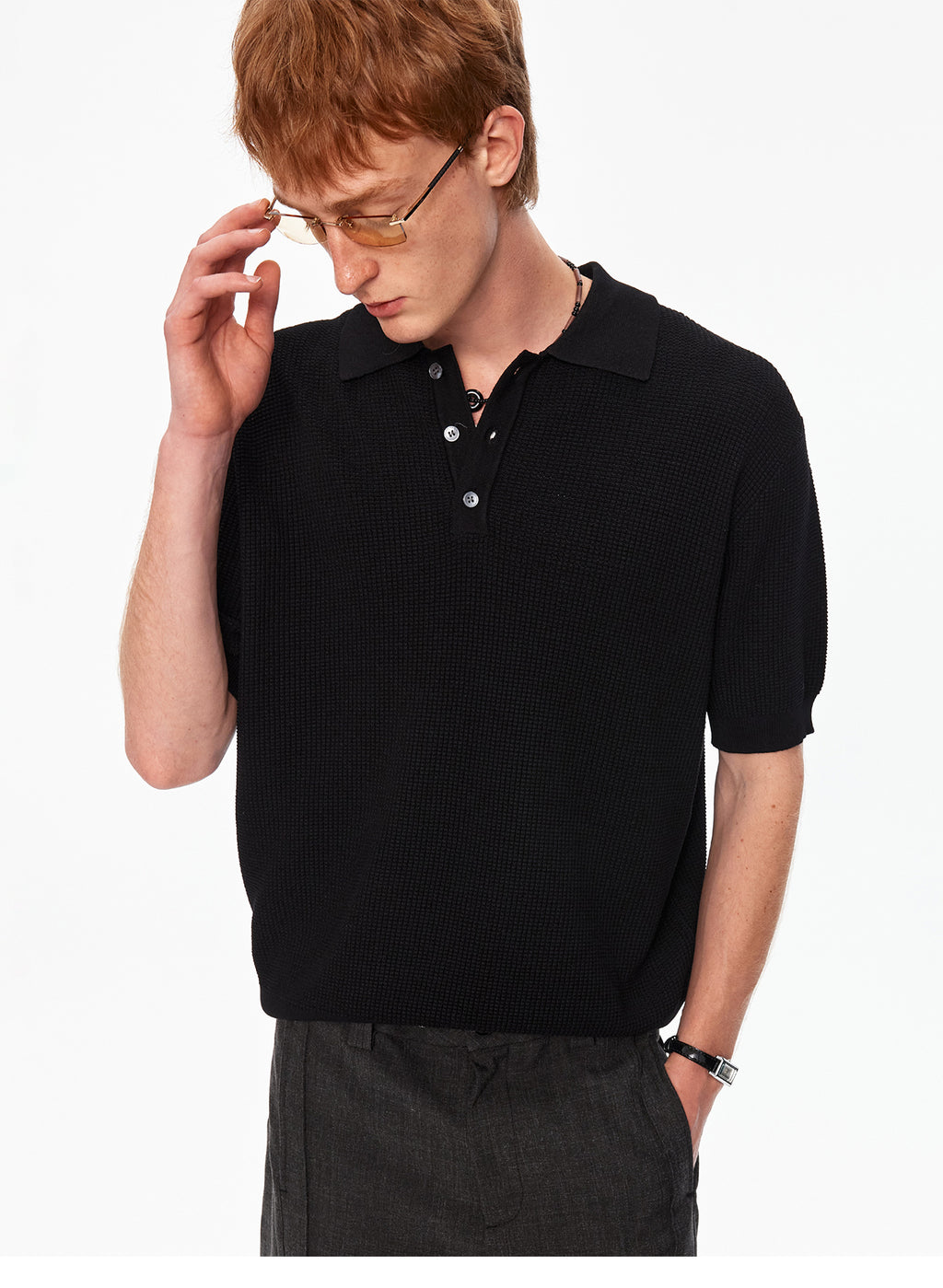 MADWITCH VINTAGE WAFFLE KNIT TEE #MY610