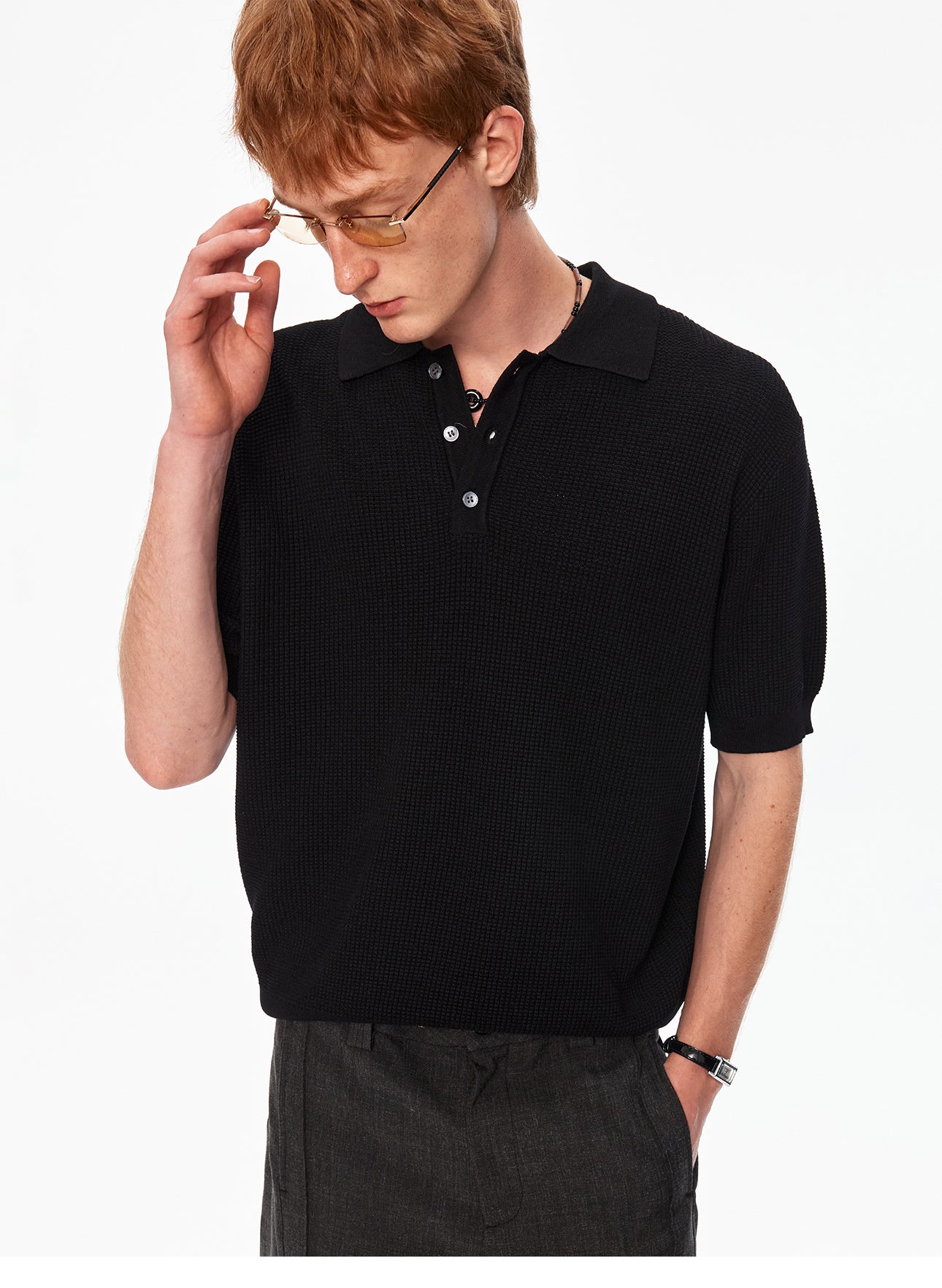 MADWITCH VINTAGE WAFFLE KNIT TEE #MY610