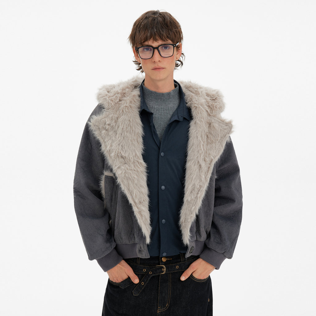 MADWITCH PATCHWORK FUR COLLAR PARKA JACKET #246031