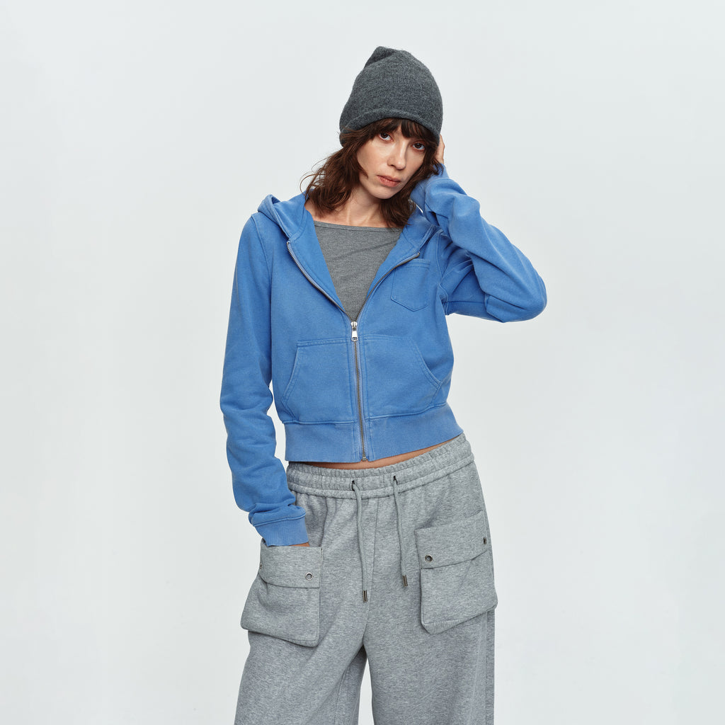 MADWITCH WASHED CROPPED ZIP HOODIE #2026712