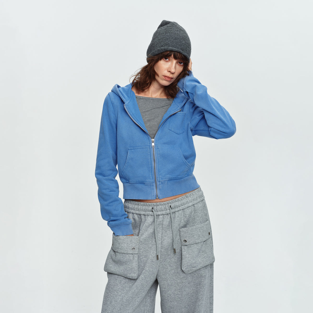 MADWITCH WASHED CROPPED ZIP HOODIE #2026712