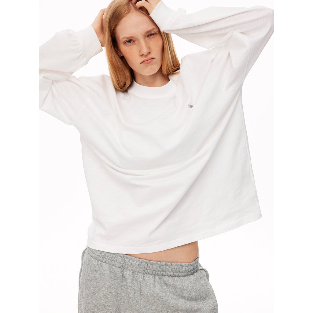 MADWITCH LOOSE LETTER-PRINT MOCK-NECK LONG-SLEEVE T-SHIRT #N2096