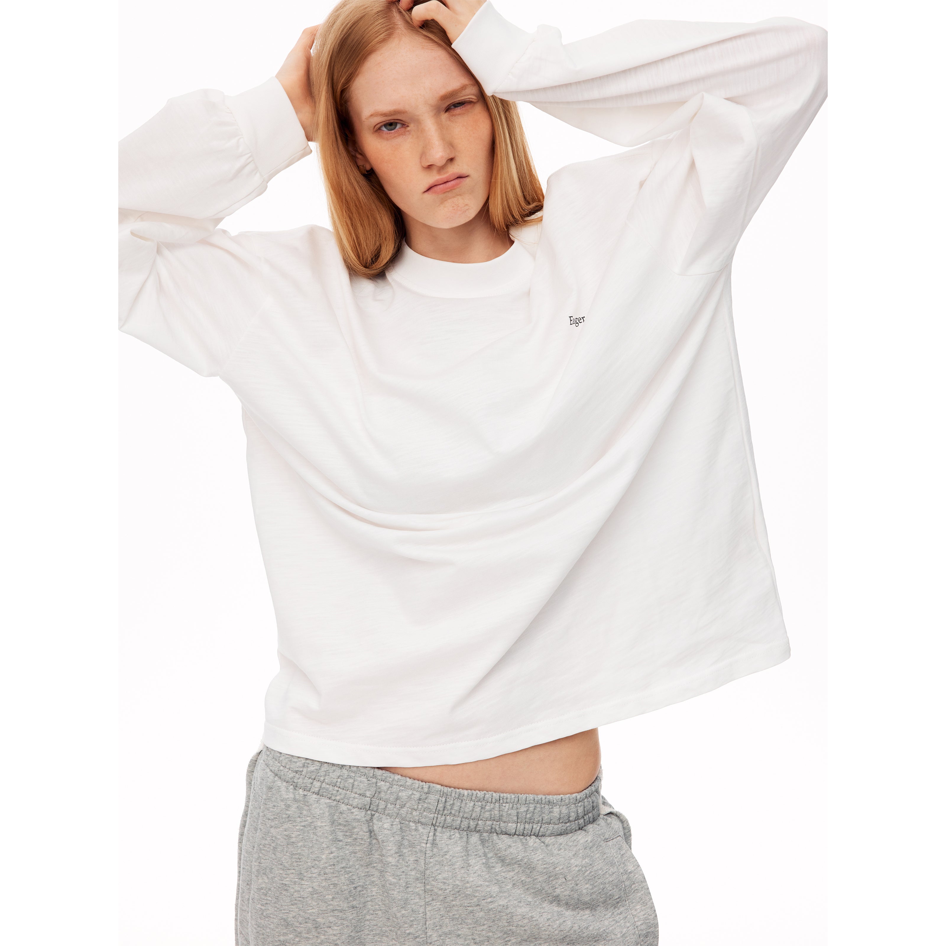 MADWITCH LOOSE LETTER-PRINT MOCK-NECK LONG-SLEEVE T-SHIRT #N2096