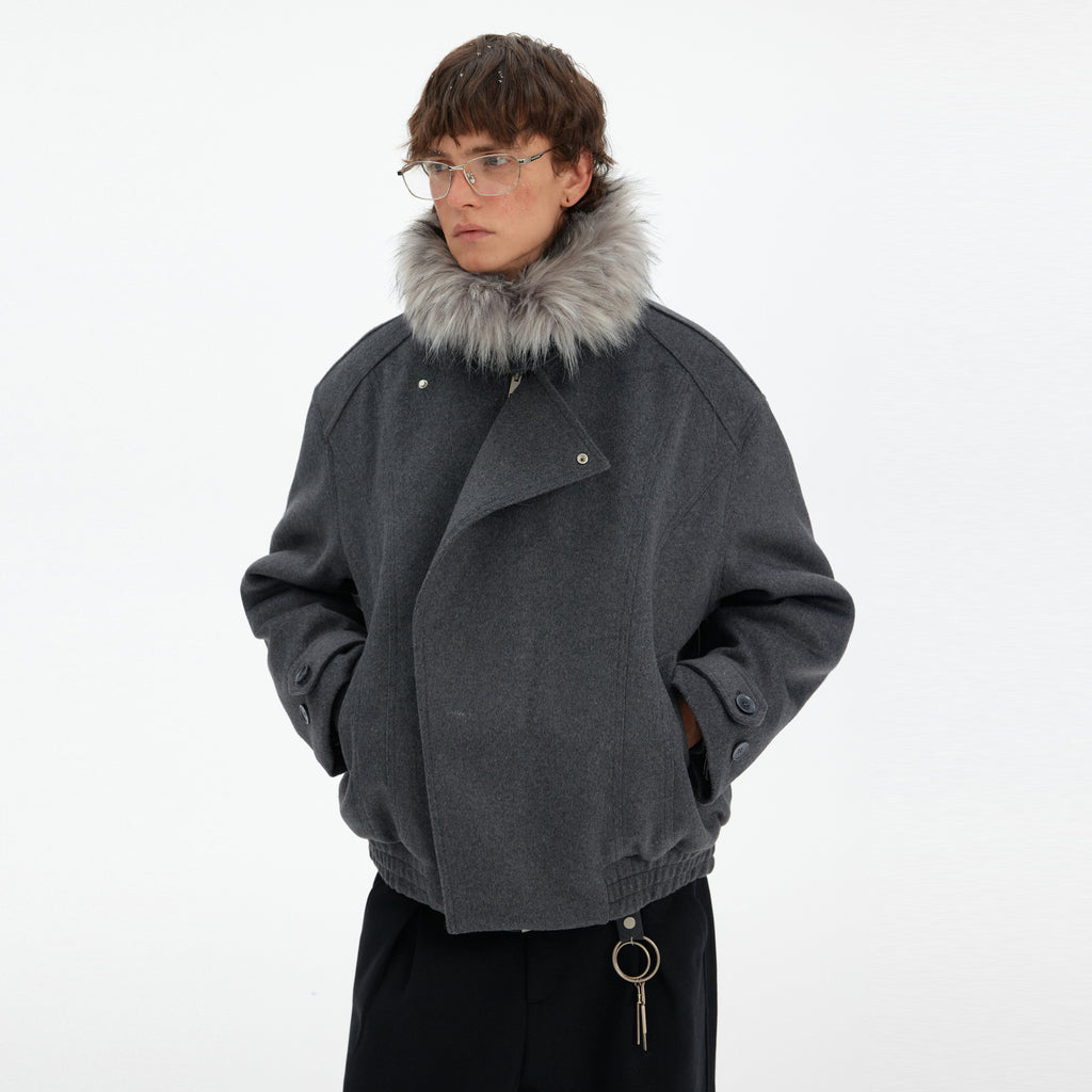 MADWITCH DECONSTRUCTED FUR COLLAR PARKA #990922