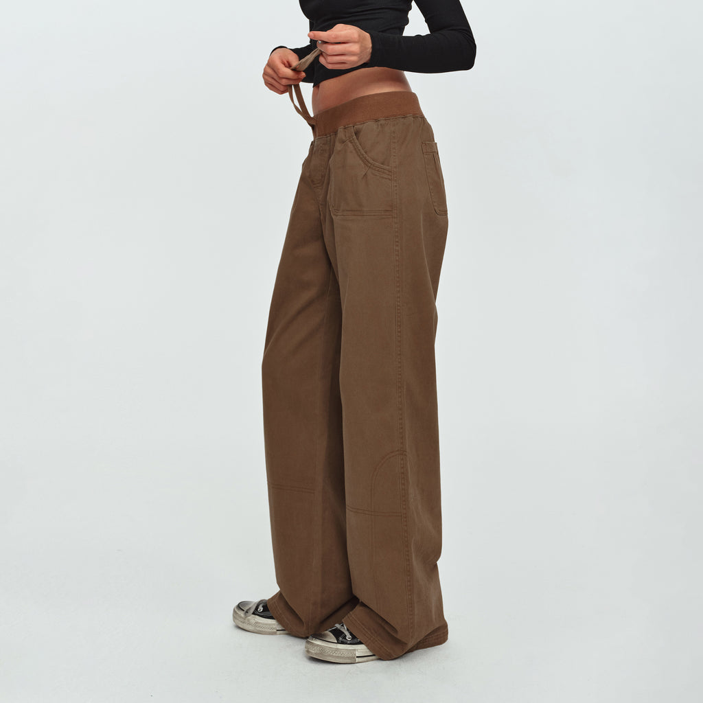 MADWITCH WASHED DRAWSTRING WIDE-LEG LOUNGE PANTS #AN9527