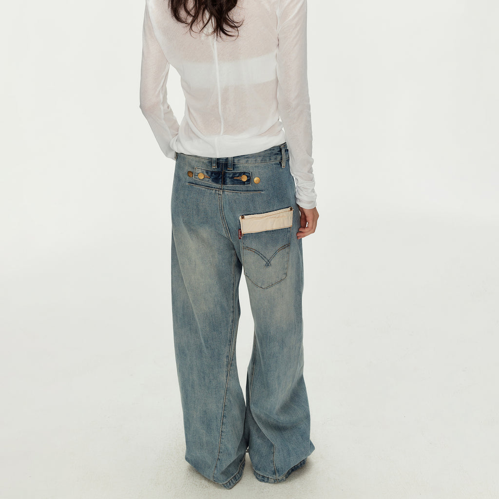 MADWITCH DECONSTRUCTED PARIS BUCKLE JEANS #MC2605