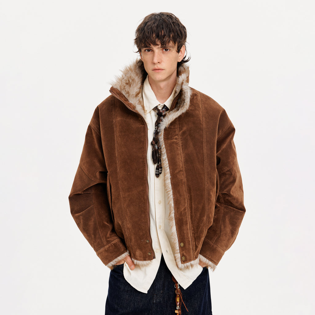 MADWITCH SUEDE STAND COLLAR QUILTED JACKET #AW25172