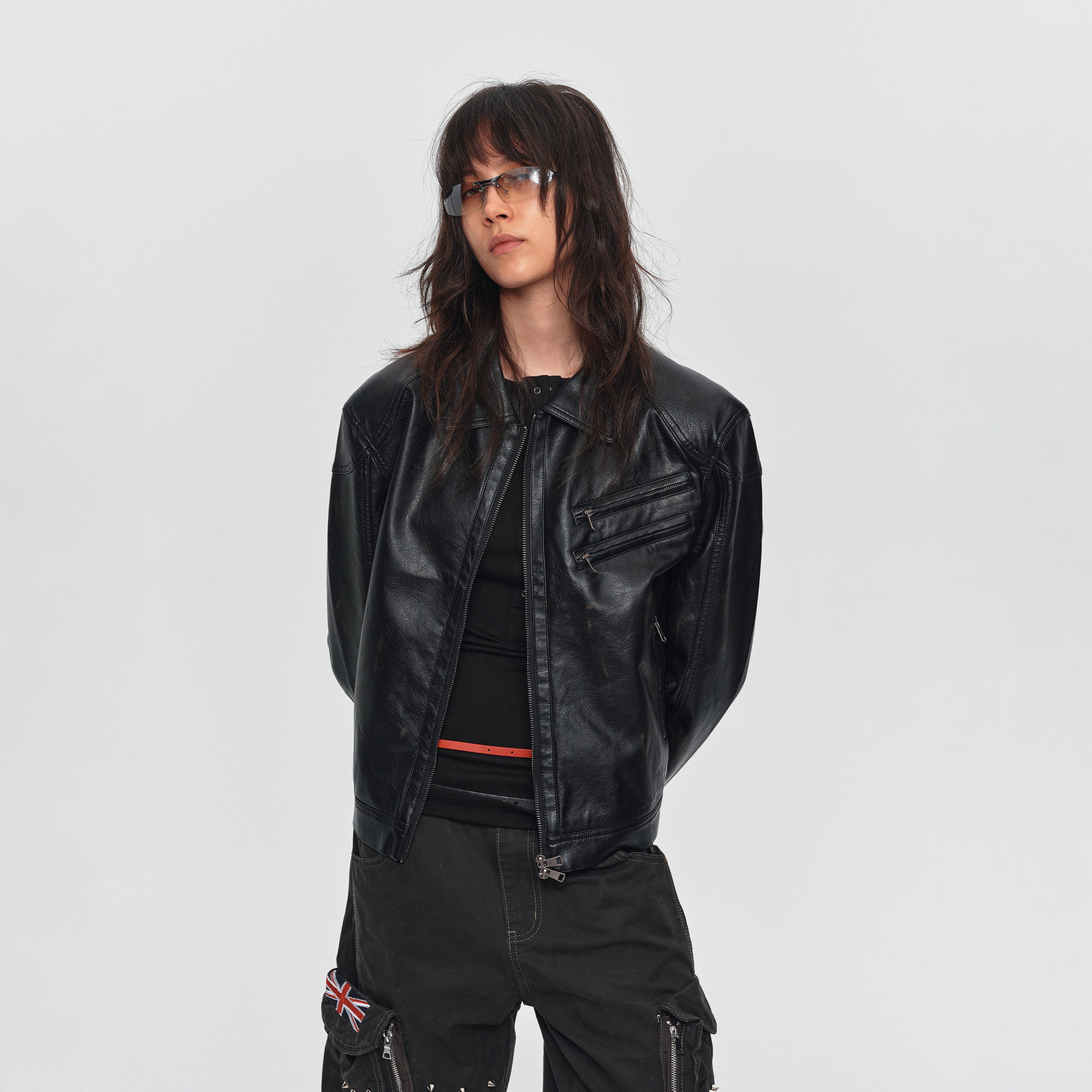 MADWITCH VINTAGE WASHED PU BIKER JACKET #AW26138