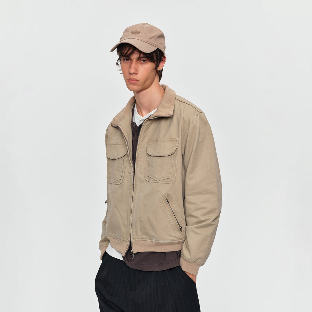 MADWITCH WASHED DUAL-POCKET STAND-COLLAR WORKWEAR JACKET #DY26043