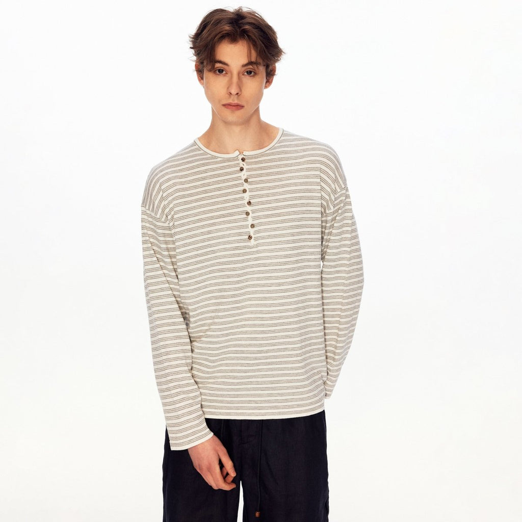 MADWITCH HENLEY LINEN TENCEL STRIPE TEE 68625 - MadWitch Store