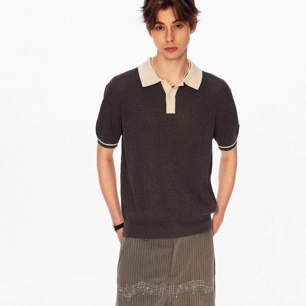 MADWITCH COLORBLOCK RIBBED POLO TEE MD27493 - MadWitch Store