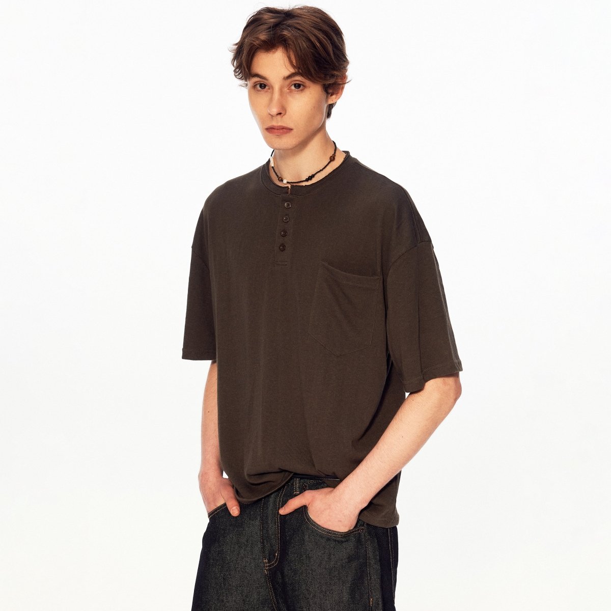 MADWITCH HENLEY LINEN RELAXED TEE UTU055 - MadWitch Store