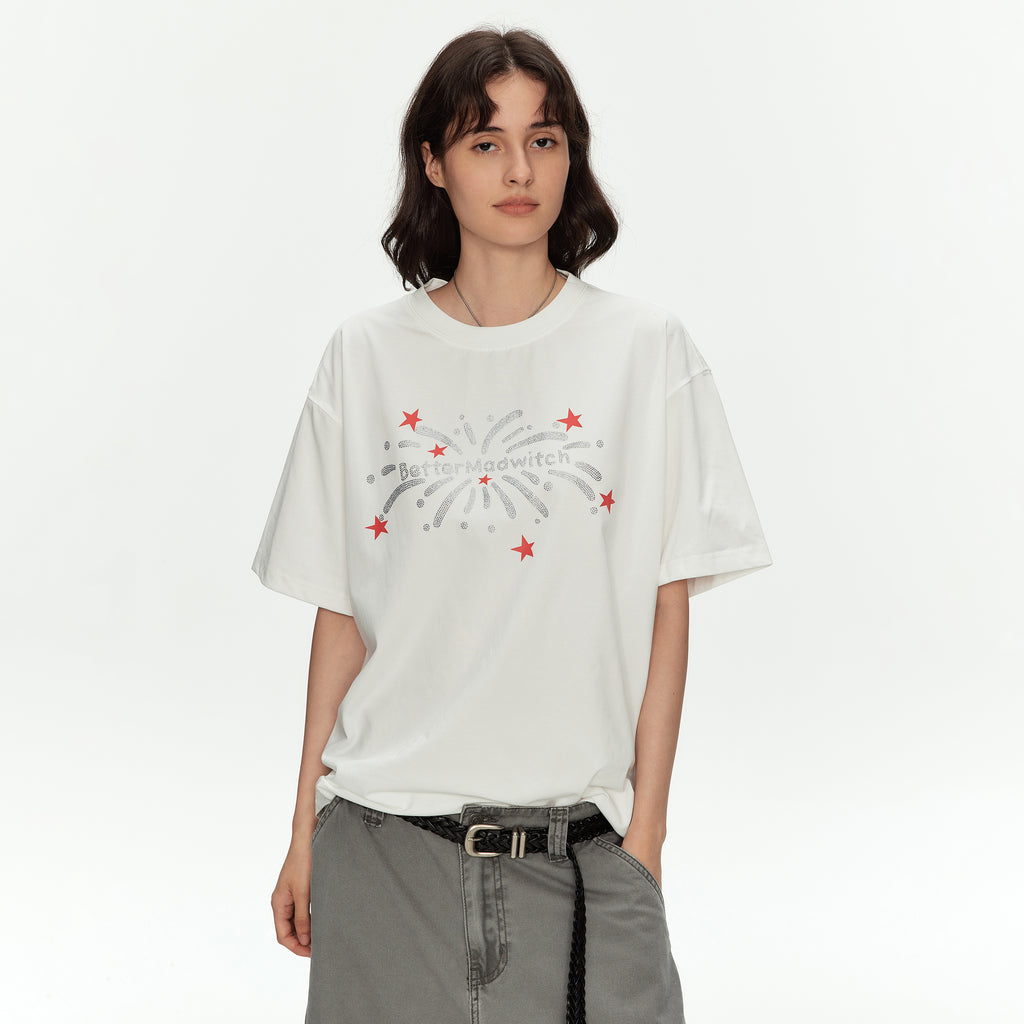 MADWITCH SPARKLE PRINT RELAXED TEE #M2021