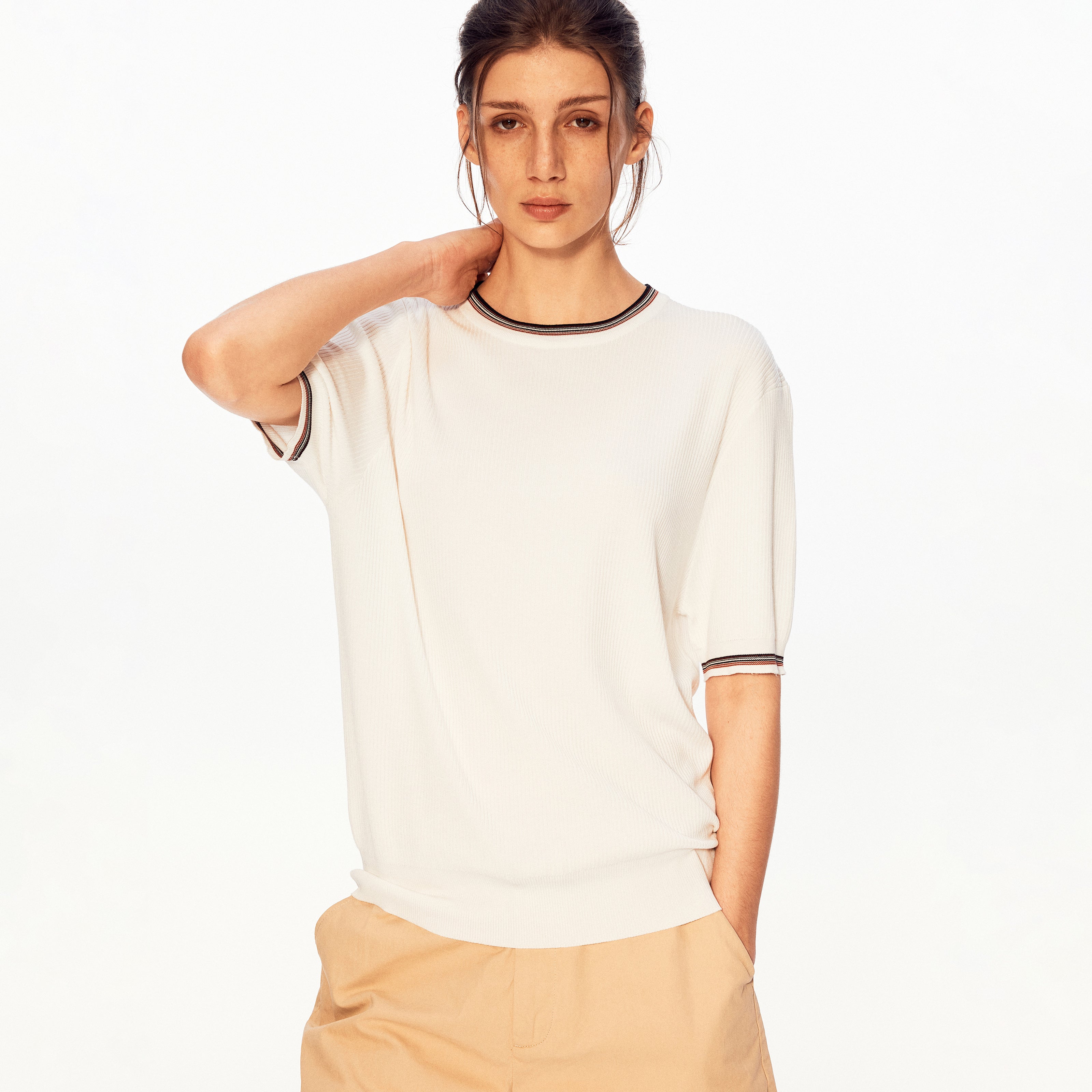 MADWITCH VINTAGE PIPING KNIT TEE #TR27489