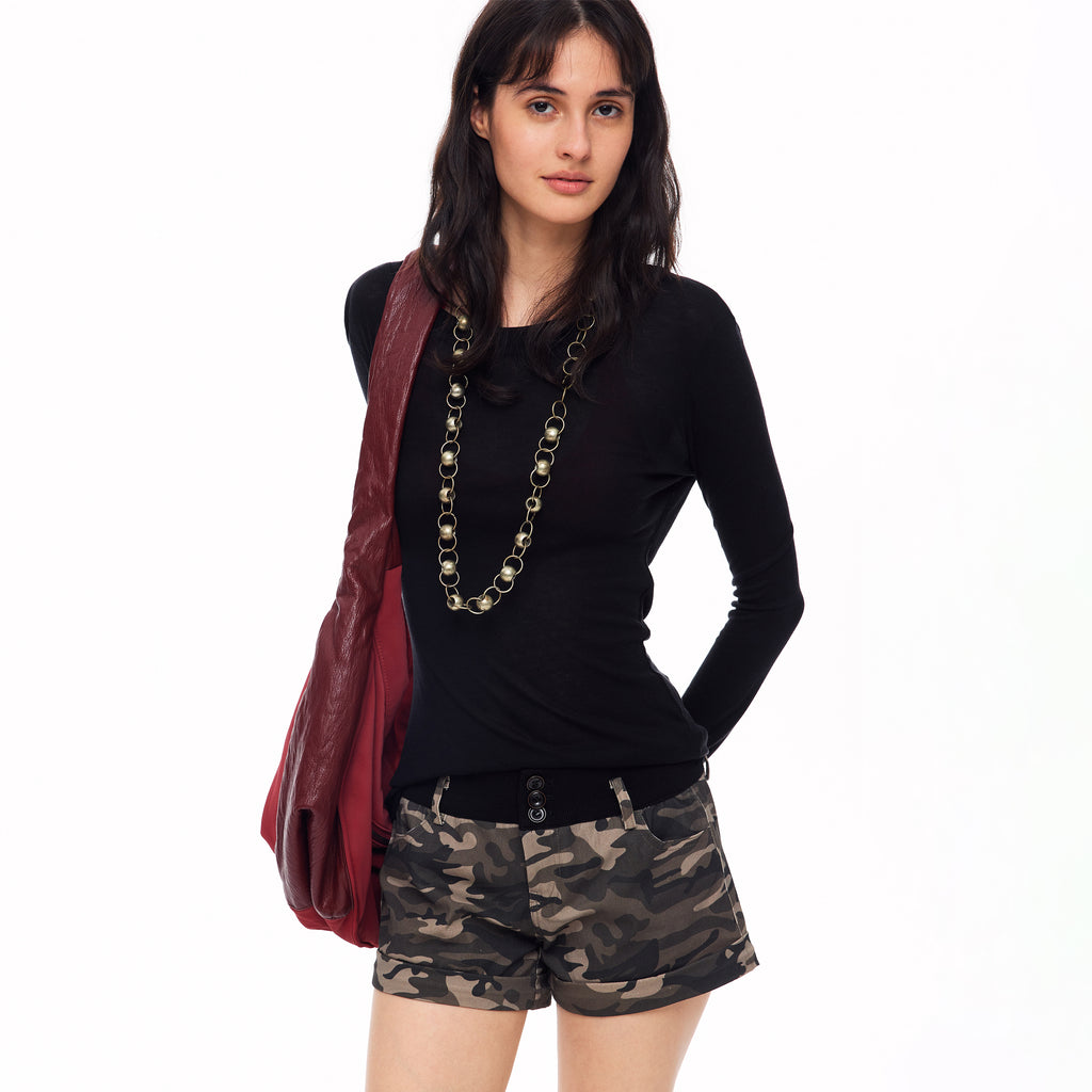 MADWITCH MINIMALIST ROUND-NECK TENCEL LONG-SLEEVE T-SHIRT #G2101