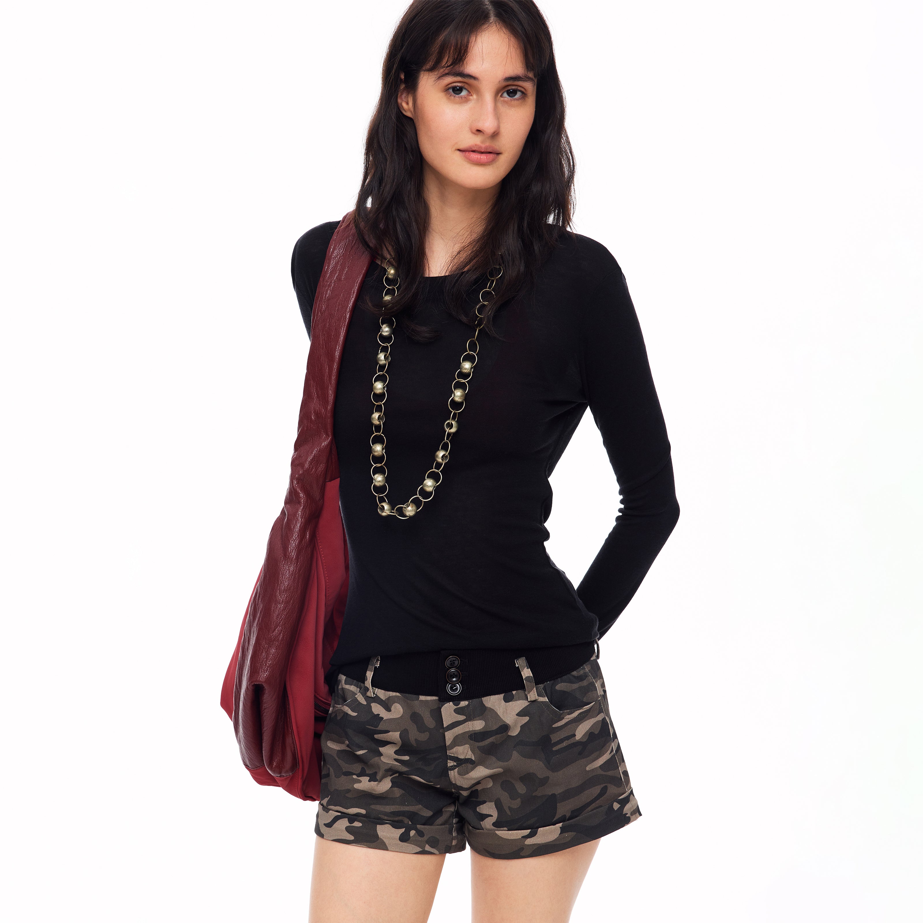 MADWITCH MINIMALIST ROUND-NECK TENCEL LONG-SLEEVE T-SHIRT #G2101