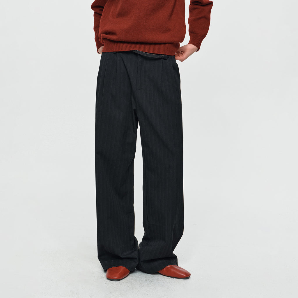 MADWITCH SHADOW-PINSTRIPE WIDE-LEG TROUSERS #AW26125