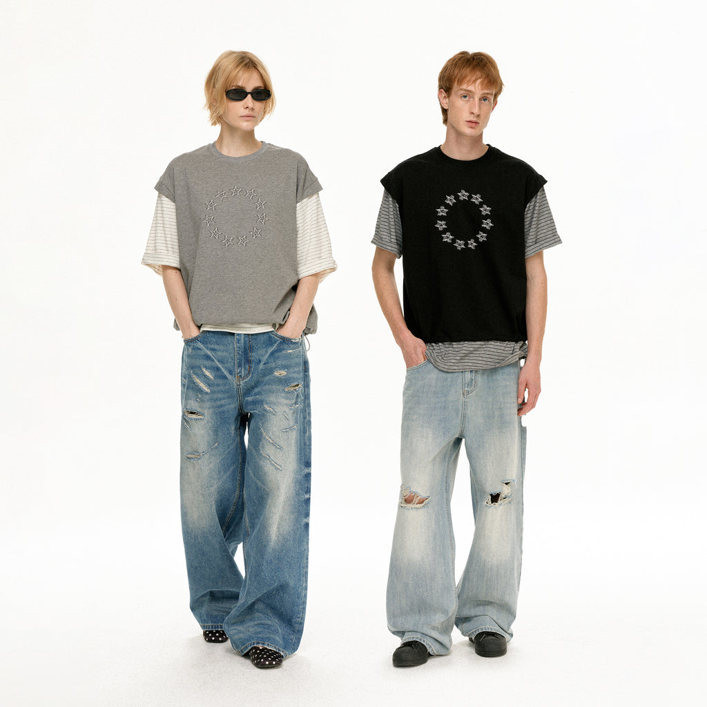 MADWITCH FAUX LAYER STAR TEE #T636