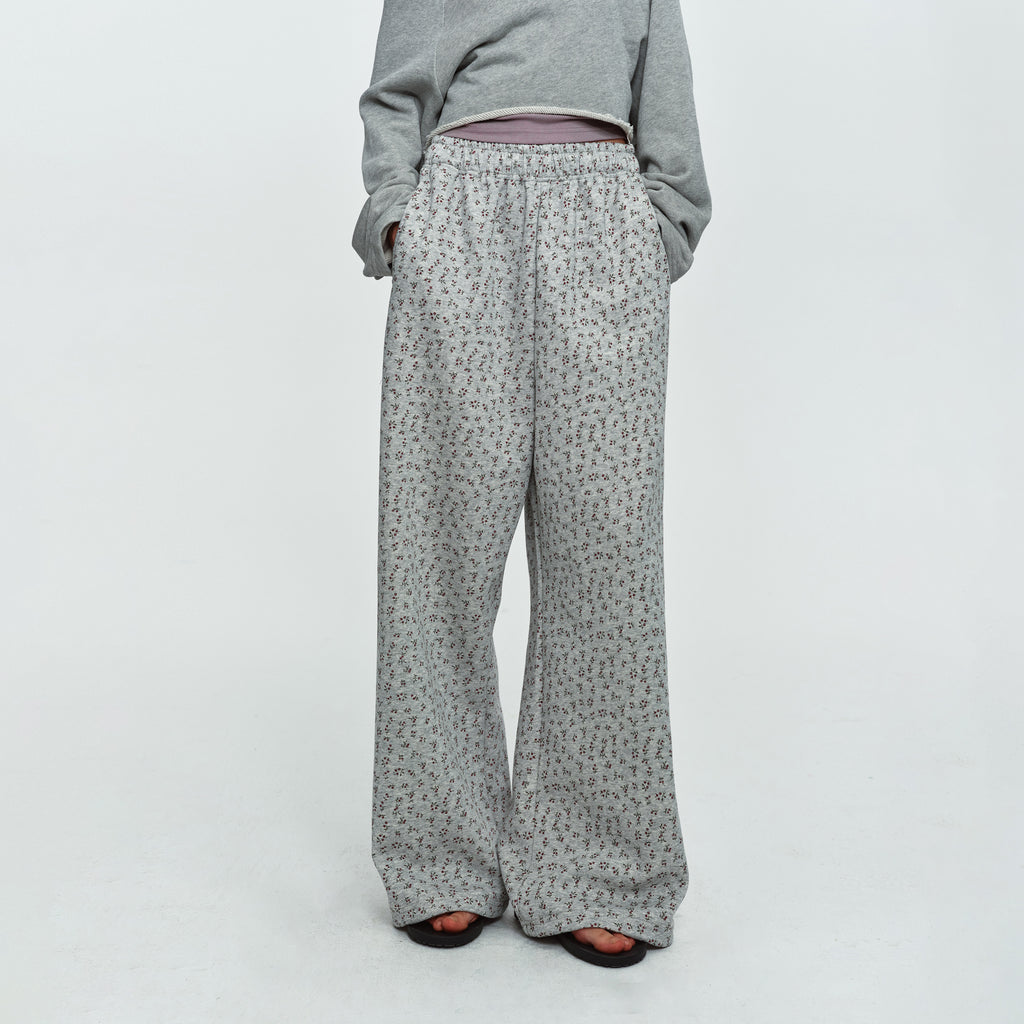 MADWITCH FLORAL-PRINT ELASTIC-WAIST WIDE-LEG PANTS #C1100