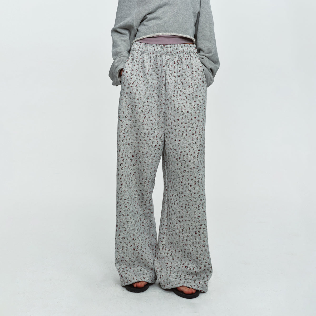 MADWITCH FLORAL-PRINT ELASTIC-WAIST WIDE-LEG PANTS #C1100
