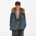 MADWITCH VINTAGE FUR COLLAR DENIM JACKET #RW169