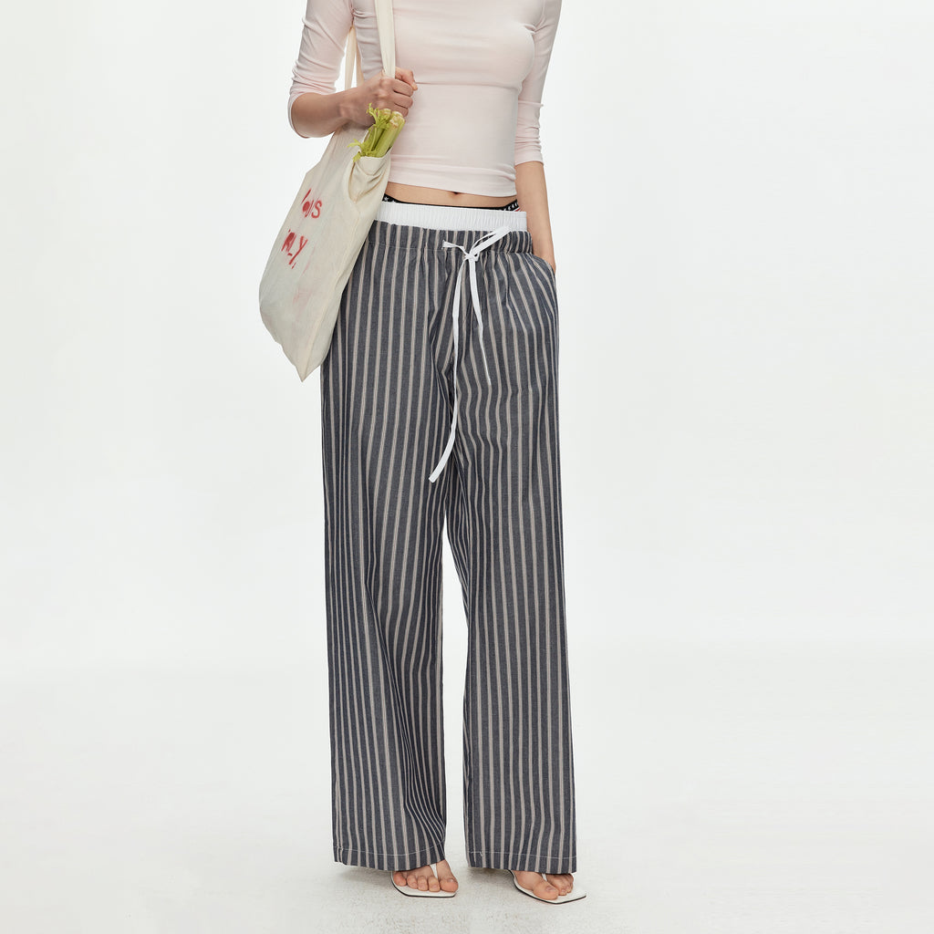MADWITCH STRIPED SUMMER WIDE LEG PANTS #CK61029