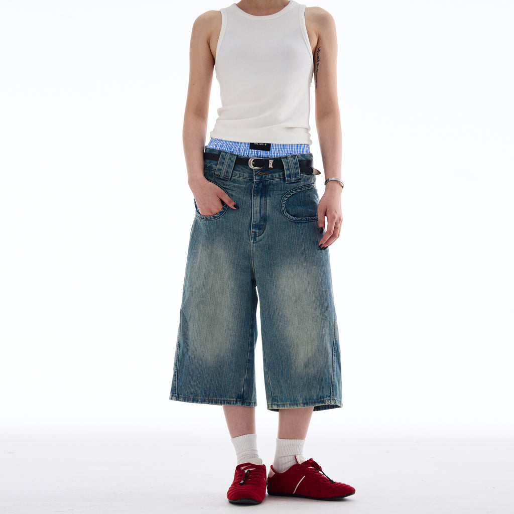 MADWITCH DESIGNER-STYLE CROPPED JEANS #L826