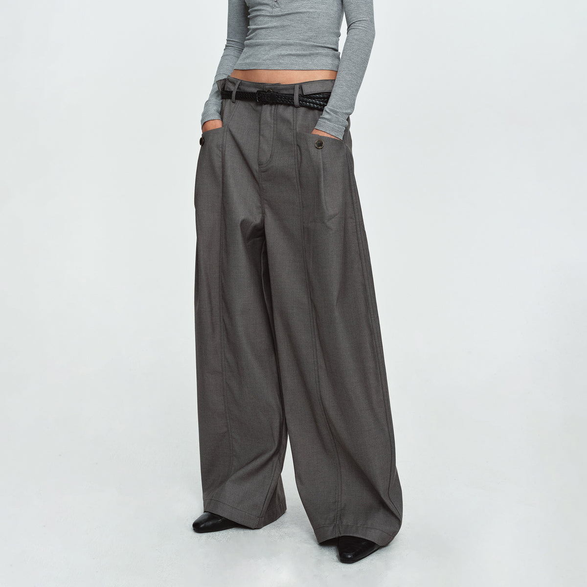 MADWITCH ADJUSTABLE TAILORED WIDE-LEG TROUSERS #26203