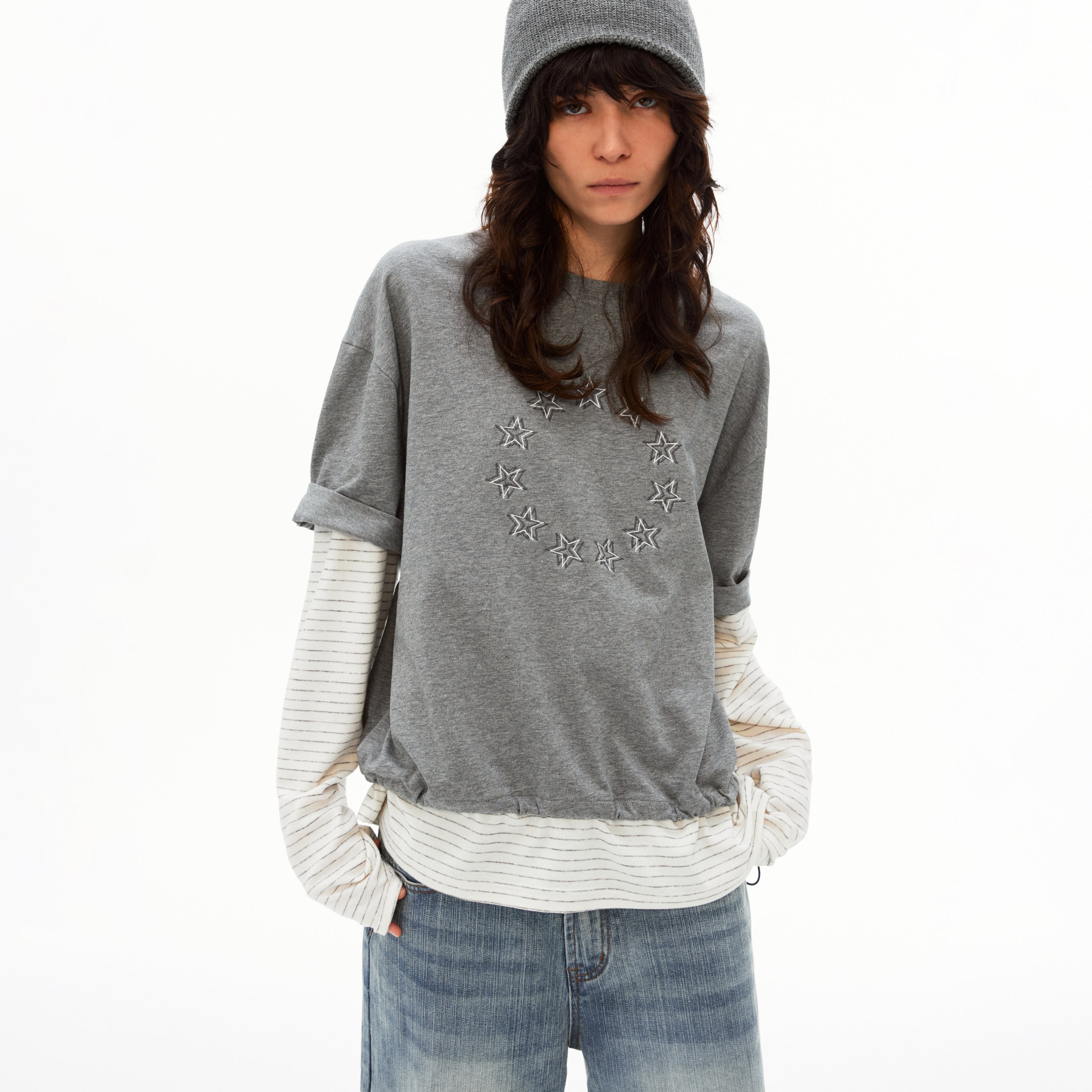 MADWITCH PATCHWORK FAUX LAYER TEE #T633