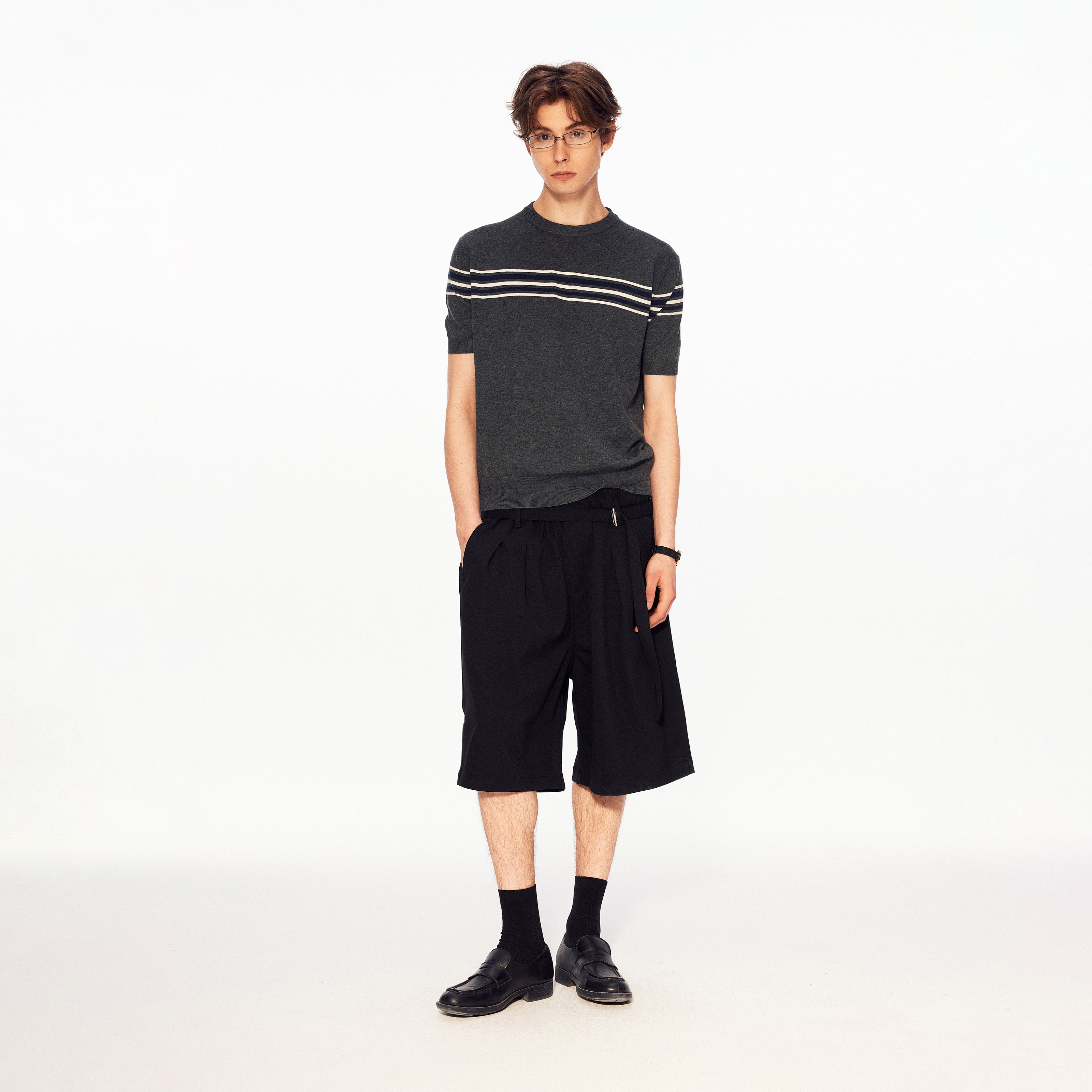 MADWITCH VINTAGE STRIPE ROUND NECK TEE #MD27494