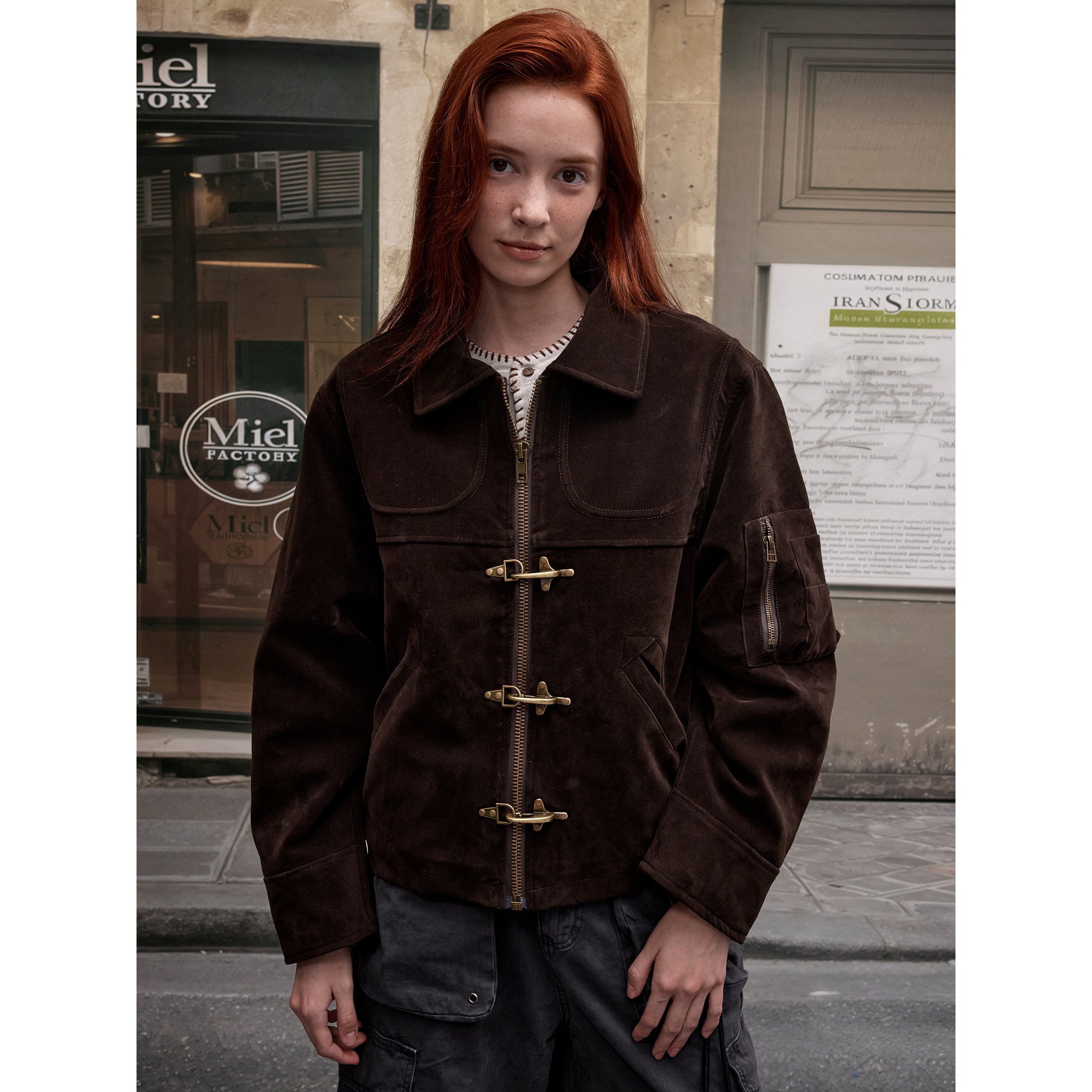 MADWITCH FAUX SUEDE CROP JACKET #MD256081