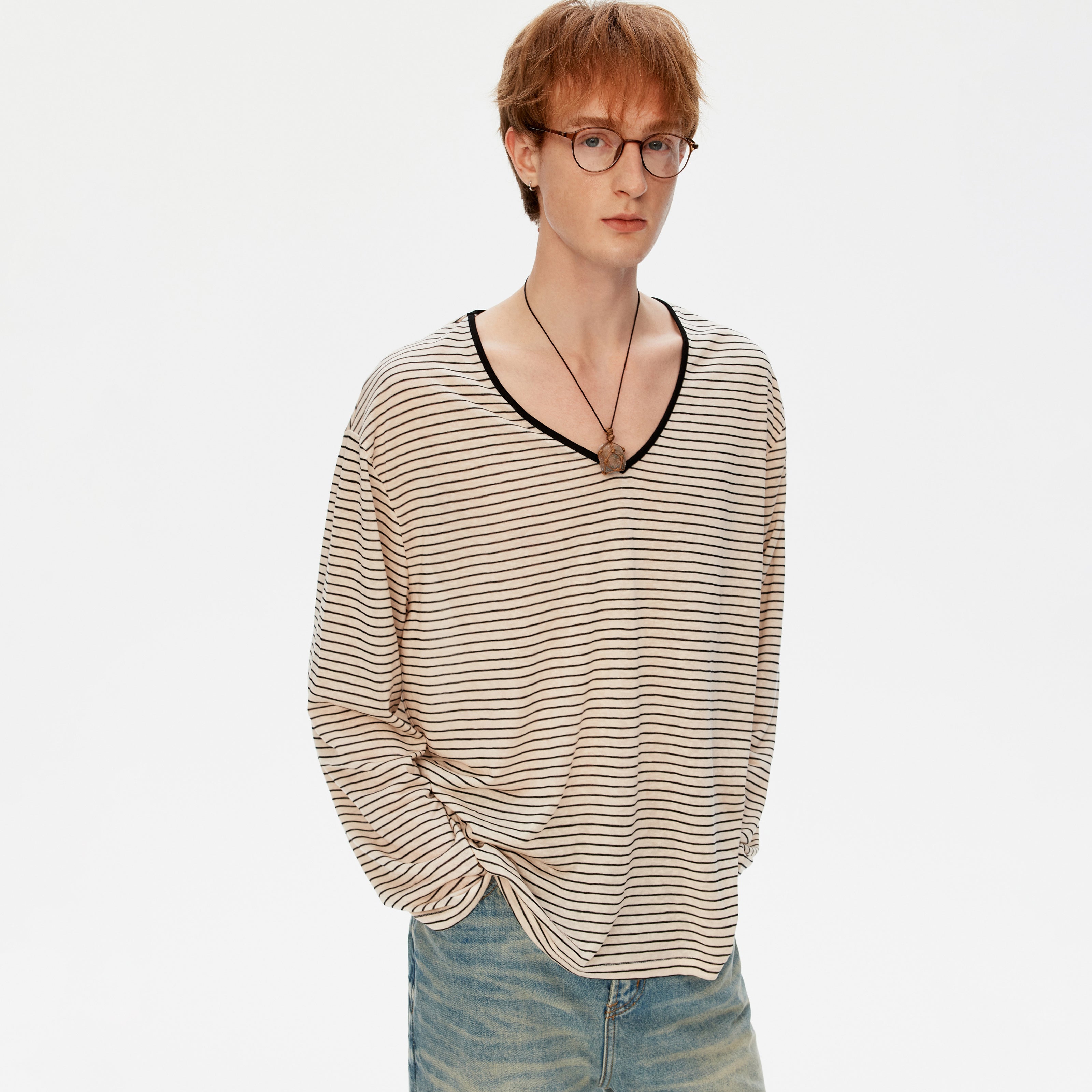 MADWITCH V-NECK LONG TEE #AM2079