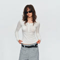 MADWITCH RIBBED POCKET HENLEY TEE #C2026372