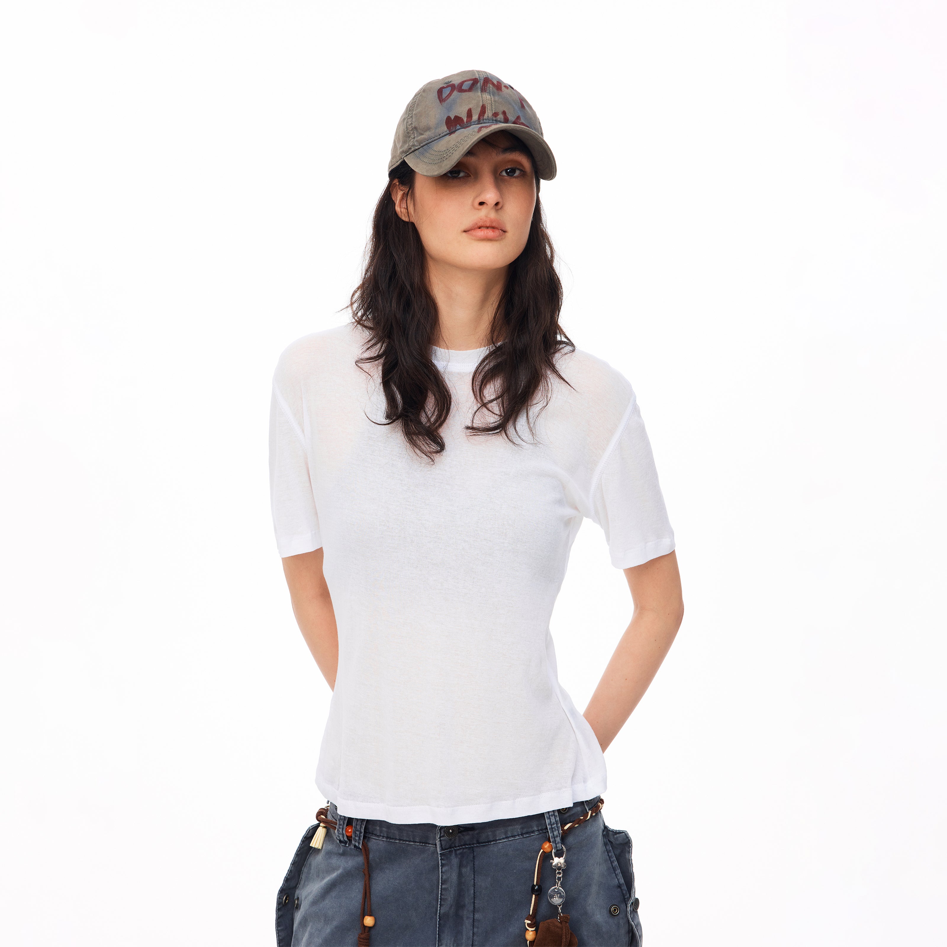 MADWITCH SHEER SHORT SLIM FIT CREWNECK TEE #GPTC150N