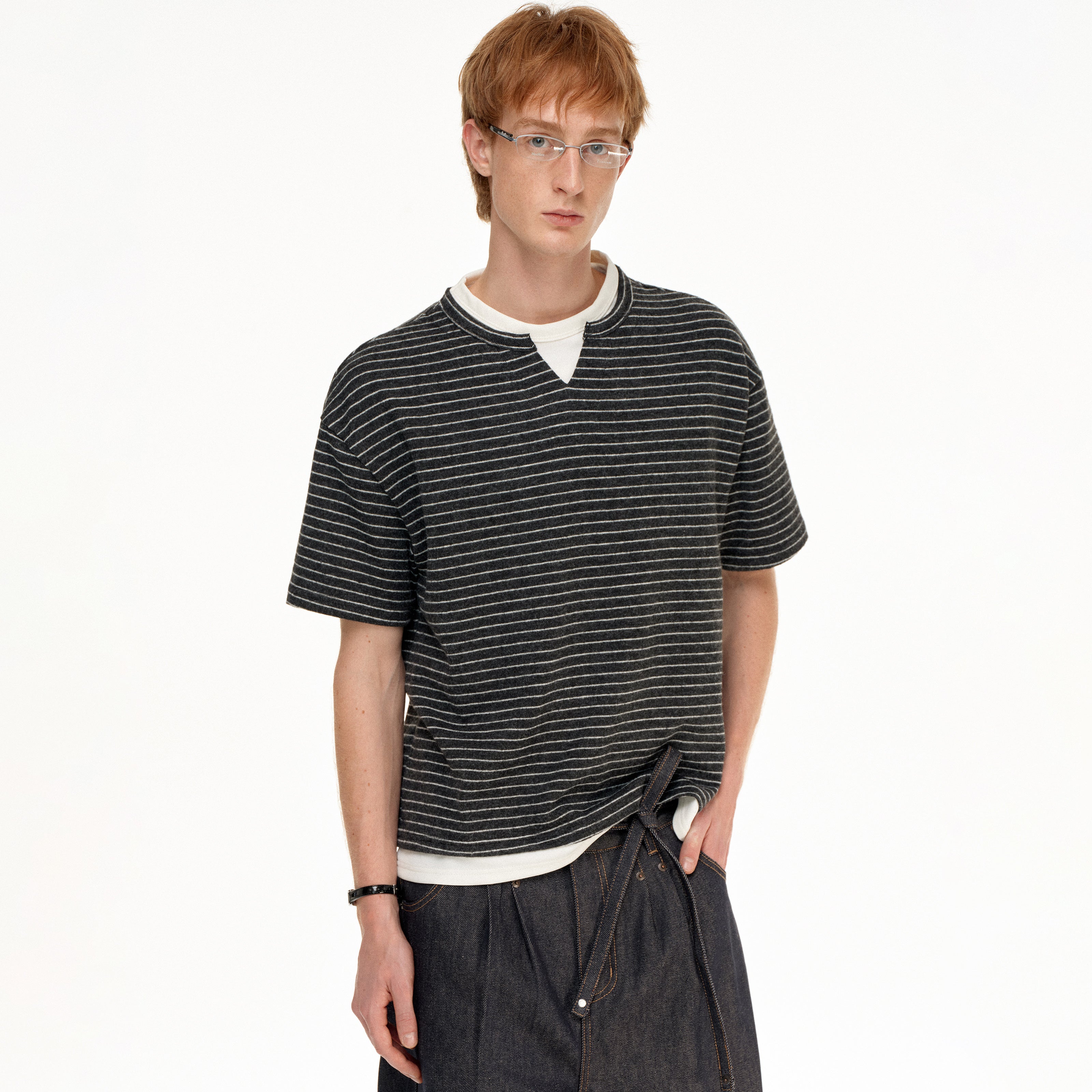 MADWITCH FAUX LAYER STRIPE TEE #WP2