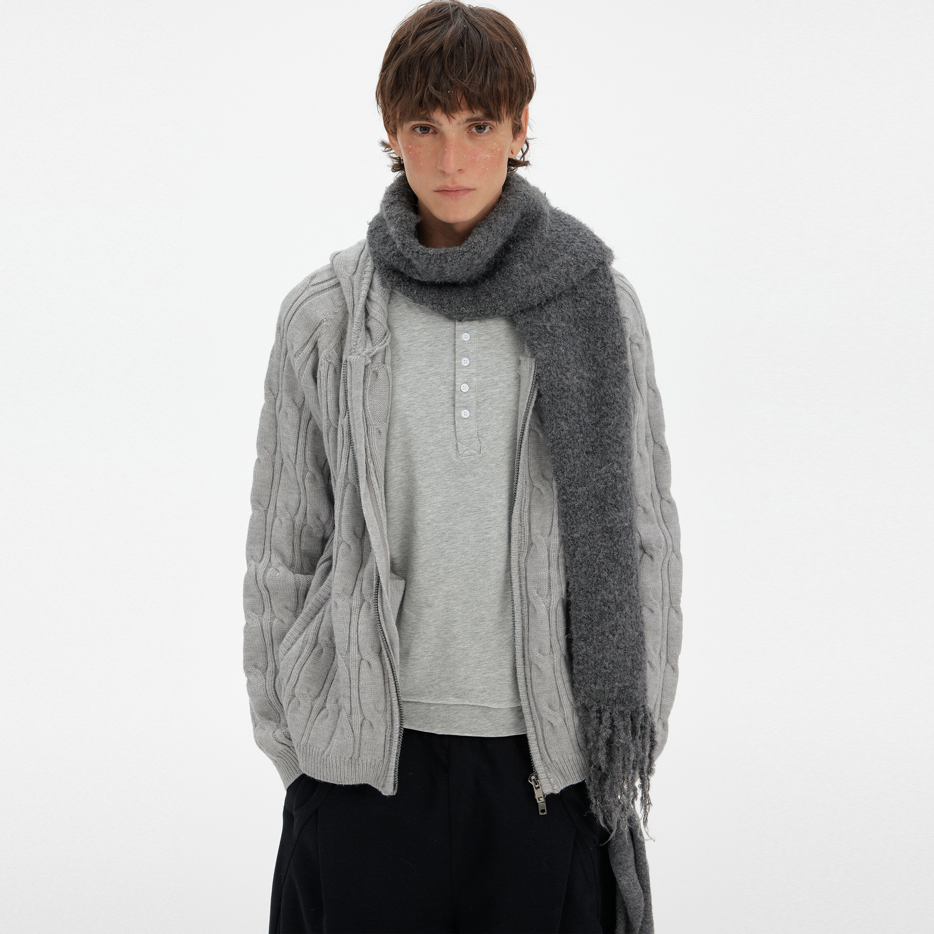 MADWITCH RETRO CABLE KNIT HOODIE #MY020