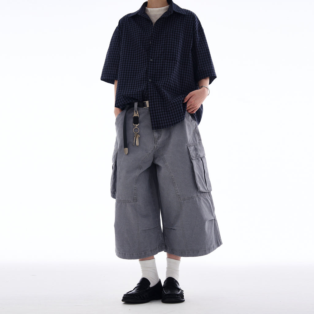 MADWITCH WIDE-LEG CARGO CROPPED PANTS #A592