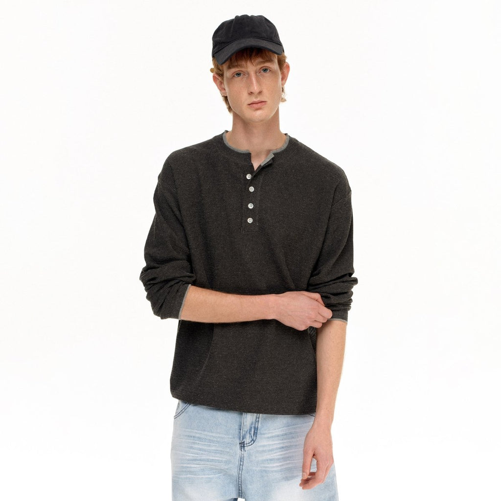 MADWITCH HENLEY WAFFLE KNIT TEE 68633 - MadWitch Store