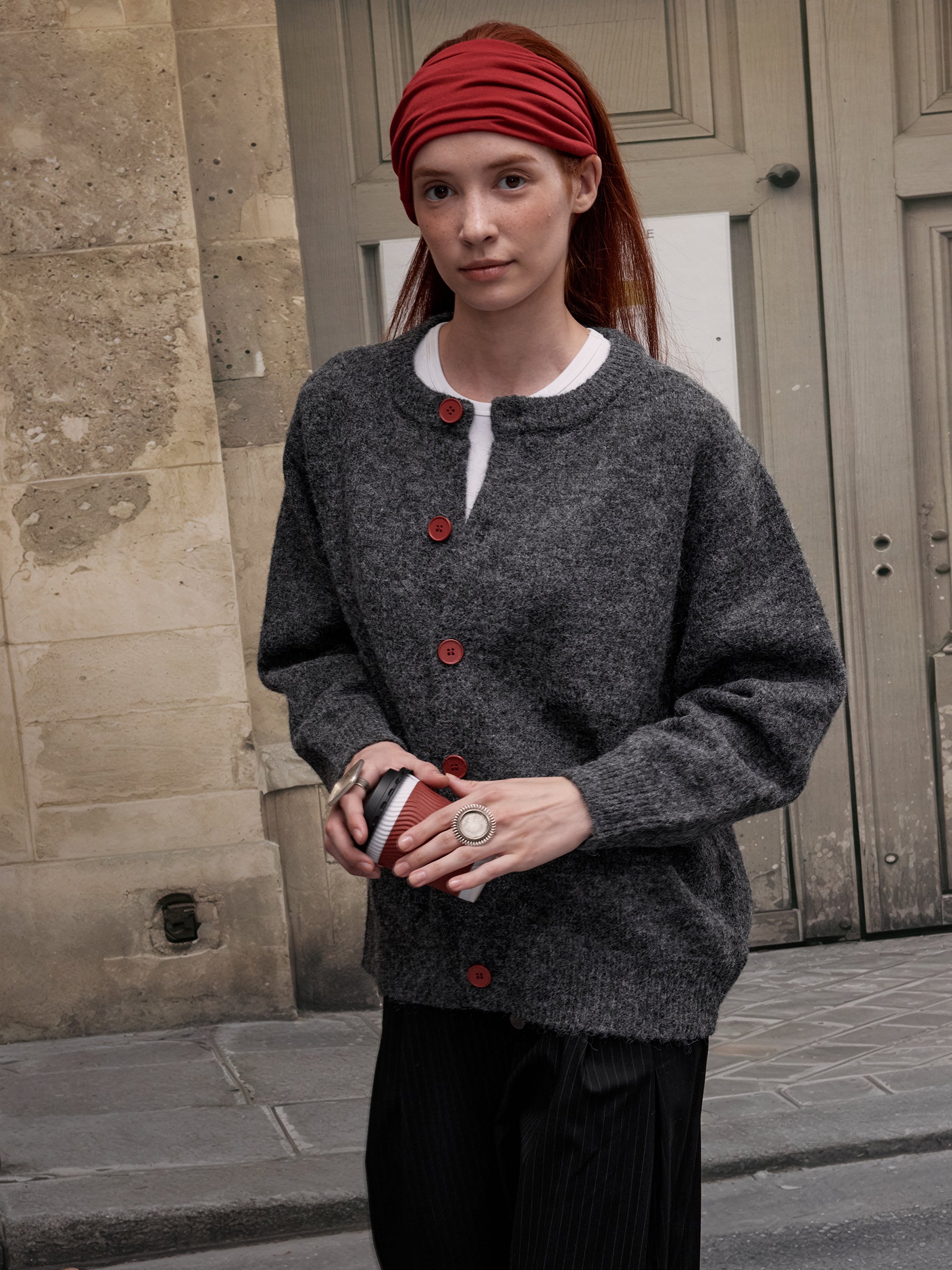 MADWITCH BUTTON FRONT KNIT SWEATER #AB1107